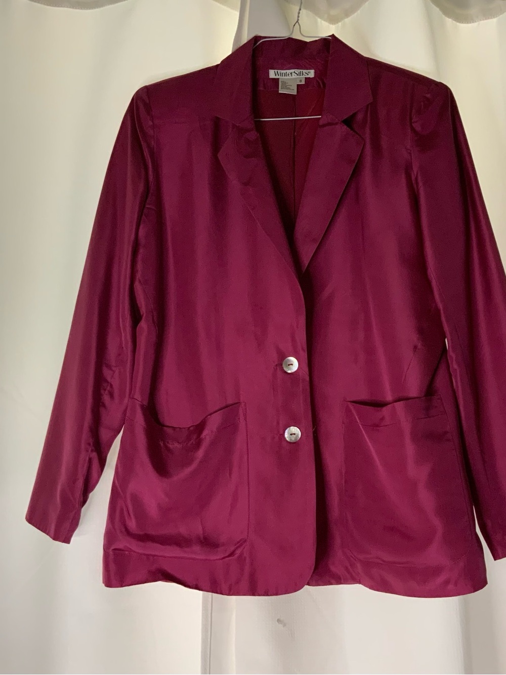 WinterSilks Satin Burgundy Blazer Jacket